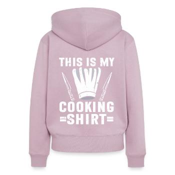 Chef Chef de cuisine - Sweat à capuche zippé Premium bio Femme - rose poudré - Dos - Julia (174cm)