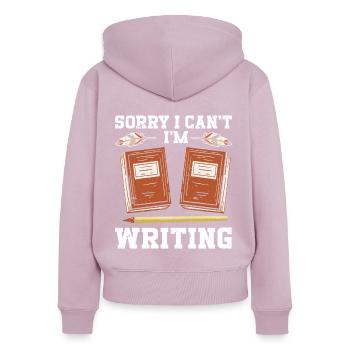 Author Writing - Women's Premium Organic Zip Hoodie - dusky pink - Back - Julia (174cm)
