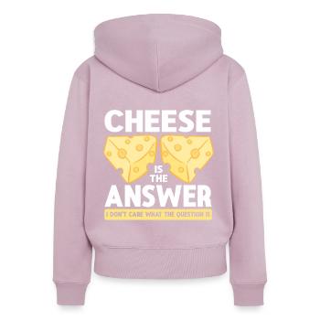 Amateur de fromage Cheese - Sweat à capuche zippé Premium bio Femme - rose poudré - Dos - Julia (174cm)