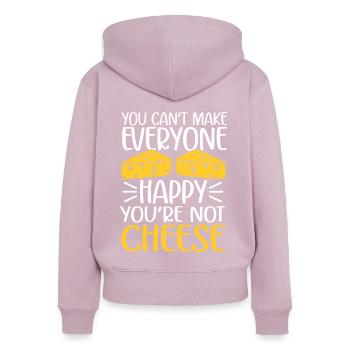 Amateur de fromage Cheese - Sweat à capuche zippé Premium bio Femme - rose poudré - Dos - Julia (174cm)