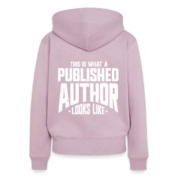 Autor Schriftsteller - Frauen Premium Bio Zip Hoodie - Altrosa - Hinten - Julia (174cm)