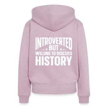 Cadeaux amusants pour les introvertis - Sweat à capuche zippé Premium bio Femme - rose poudré - Dos - Julia (174cm)