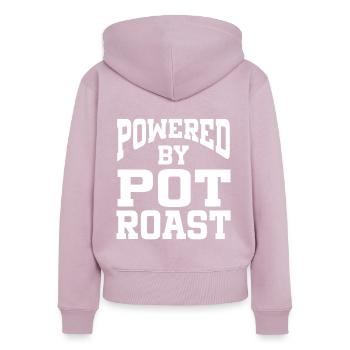 Powered By Pot Roast - Frauen Premium Bio Zip Hoodie - Altrosa - Hinten - Julia (174cm)