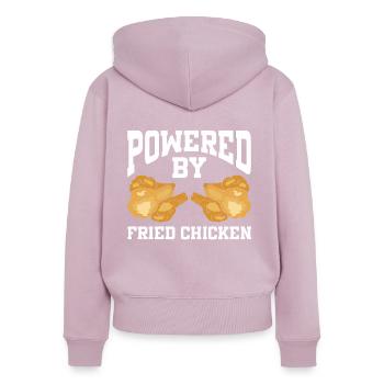 Powered By Fried Chicken - Women's Premium Organic Zip Hoodie - dusky pink - Back - Julia (174cm)