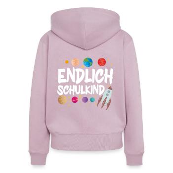 School 1. Grade - Frauen Premium Bio Zip Hoodie - Altrosa - Hinten - Julia (174cm)