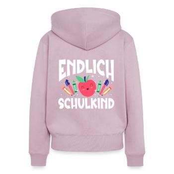 School 1. Grade - Frauen Premium Bio Zip Hoodie - Altrosa - Hinten - Julia (174cm)