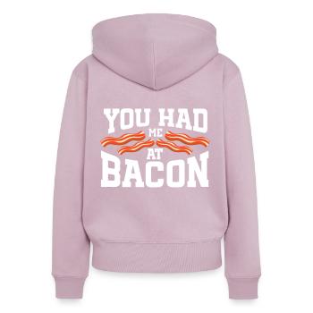 Bacon Lover You Had Me At Bacon - Women's Premium Organic Zip Hoodie - dusky pink - Back - Julia (174cm)