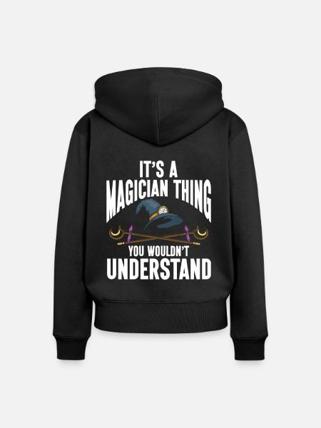Funny Magician Magic - Frauen Premium Bio Zip Hoodie - Schwarz