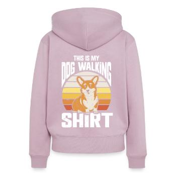 Dog Walker Gardien d’animaux professionnel Promenade de chien - Sweat à capuche zippé Premium bio Femme - rose poudré - Dos - Julia (174cm)