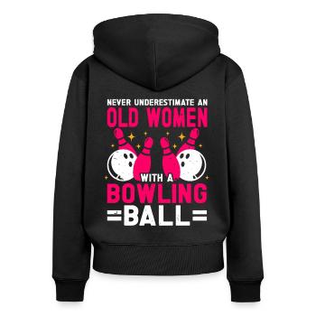 Bowling Ball Bowler - Women's Premium Organic Zip Hoodie - black - Back - Julia (174cm)