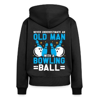 Boule de bowling Bowler - Sweat à capuche zippé Premium bio Femme - noir - Dos - Julia (174cm)