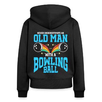 Boule de bowling Bowler - Sweat à capuche zippé Premium bio Femme - noir - Dos - Julia (174cm)