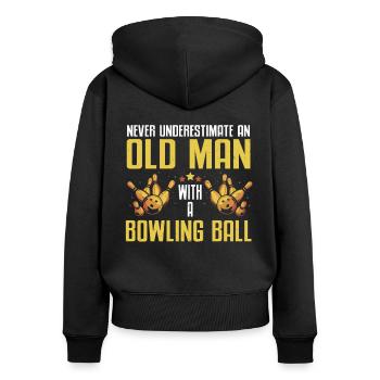 Bowling Ball Bowler - Women's Premium Organic Zip Hoodie - black - Back - Julia (174cm)