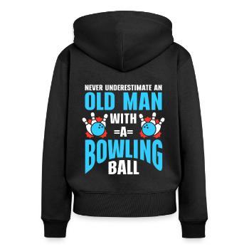 Boule de bowling Bowler - Sweat à capuche zippé Premium bio Femme - noir - Dos - Julia (174cm)