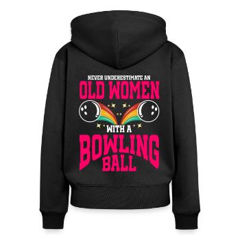 Bowling Ball Bowler - Women's Premium Organic Zip Hoodie - black - Back - Julia (174cm)