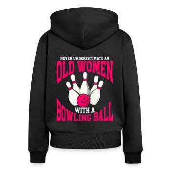 Boule de bowling Bowler - Sweat à capuche zippé Premium bio Femme - noir - Dos - Julia (174cm)