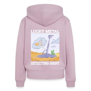 Détecteur de métaux Détection de métaux - Sweat à capuche zippé Premium bio Femme - rose poudré - Dos - Julia (174cm)
