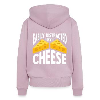 Fromagerie Amateur de fromage - Sweat à capuche zippé Premium bio Femme - rose poudré - Dos - Julia (174cm)