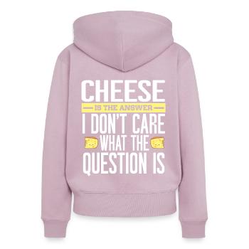 Fromagerie Amateur de fromage - Sweat à capuche zippé Premium bio Femme - rose poudré - Dos - Julia (174cm)