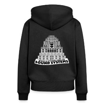 Nique le Système : Sors les Sound Systems ! - Sweat à capuche zippé Premium bio Femme - noir - Dos - Julia (174cm)