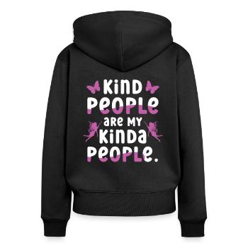 Freundliche Menschen sind meine Art von Menschen - Frauen Premium Bio Zip Hoodie - Schwarz - Hinten - Julia (174cm)