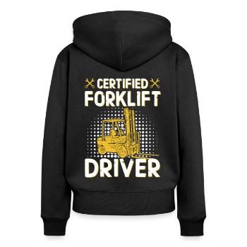 Conducteur de chariot élévateur - Conducteur de chariot élévateur - Sweat à capuche zippé Premium bio Femme - noir - Dos - Julia (174cm)