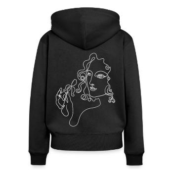 Line Art eine Linie Portrait Frau romantisch - Frauen Premium Bio Zip Hoodie - Schwarz - Hinten - Julia (174cm)