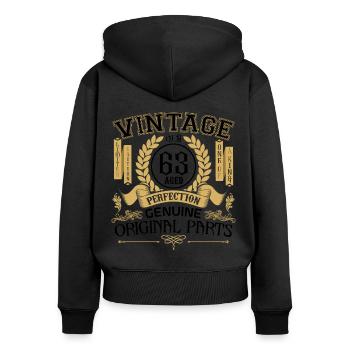 Jahrgang 63 Jahre alt - Geburtstagsgeschenk 63 Jahre !!! - Frauen Premium Bio Zip Hoodie - Schwarz - Hinten - Julia (174cm)