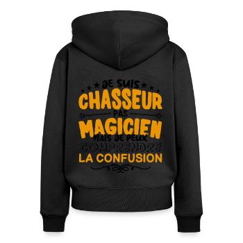 Chasseur pas Magicien | le Meilleur Chasseur cade - Sweat à capuche zippé Premium bio Femme - noir - Dos - Julia (174cm)