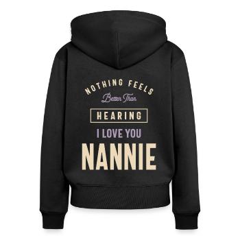 Funny Nannie - Women's Premium Organic Zip Hoodie - black - Back - Julia (174cm)