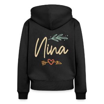Love Nina Funny Grandma - Women's Premium Organic Zip Hoodie - black - Back - Julia (174cm)