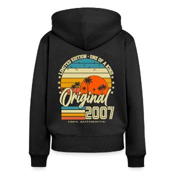 Original 2007 Jahrgang Vintage Retro Geburtstag - Frauen Premium Bio Zip Hoodie - Schwarz - Hinten - Julia (174cm)