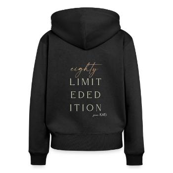 80. Geburtstag limited edition since 1945 Geschenk - Frauen Premium Bio Zip Hoodie - Schwarz - Hinten - Julia (174cm)