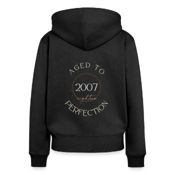 18th Birthday, aged to perfection 2007, gift - Women's Premium Organic Zip Hoodie - black - Back - Julia (174cm)