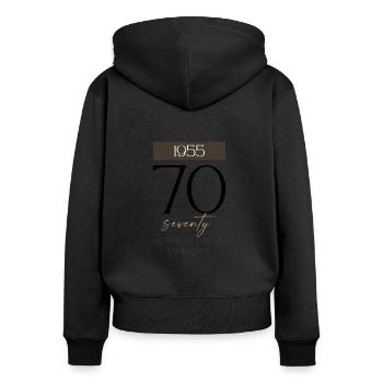 70th birthday years of being awesome 1955 gift - Women's Premium Organic Zip Hoodie - black - Back - Julia (174cm)