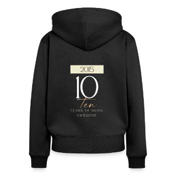 10 ans d’anniversaire d’être génial 2015 Cadeau - Sweat à capuche zippé Premium bio Femme - noir - Dos - Julia (174cm)