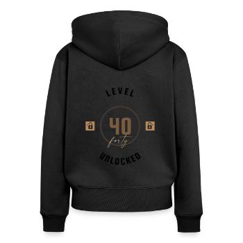 40. Geburtstag Level forty unlocked, Geschenk - Frauen Premium Bio Zip Hoodie - Schwarz - Hinten - Julia (174cm)