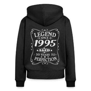 Legenden wurden 1995 geboren - Frauen Premium Bio Zip Hoodie - Schwarz - Hinten - Julia (174cm)