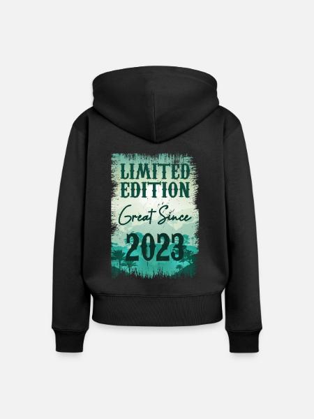 Einzigartig seit 2023 - Frauen Premium Bio Zip Hoodie - Schwarz
