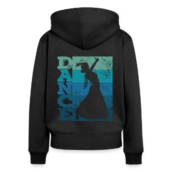 Flamenco Frau Mit Flamencokleid - Frauen Premium Bio Zip Hoodie - Schwarz - Hinten - Julia (174cm)