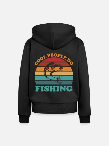 Coole Leute fischen 3 - - Frauen Premium Bio Zip Hoodie - Schwarz