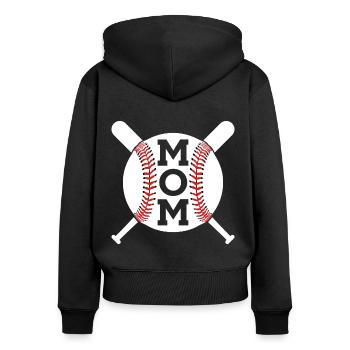 MAMAN BASEBALL FÊTE DES MÈRES - Sweat à capuche zippé Premium bio Femme - noir - Dos - Julia (174cm)