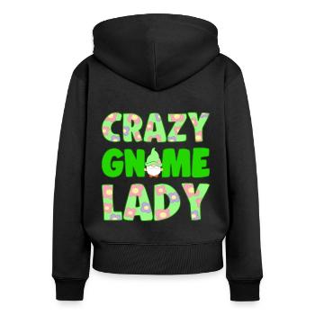 Crazy Gnome Lady Yard Garden Gnome Idée cadeau - Sweat à capuche zippé Premium bio Femme - noir - Dos - Julia (174cm)