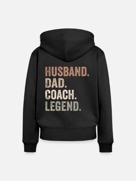 Papa Ehemann Coach Held - Frauen Premium Bio Zip Hoodie - Schwarz