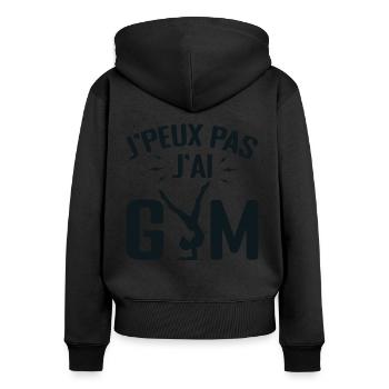 Je Peux Pas J'ai Gym | Gymnastique Cadeau | gym - Sweat à capuche zippé Premium bio Femme - noir - Dos - Julia (174cm)