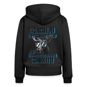 Facilement distrait drôle orignal orignal - Sweat à capuche zippé Premium bio Femme - noir - Dos - Julia (174cm)