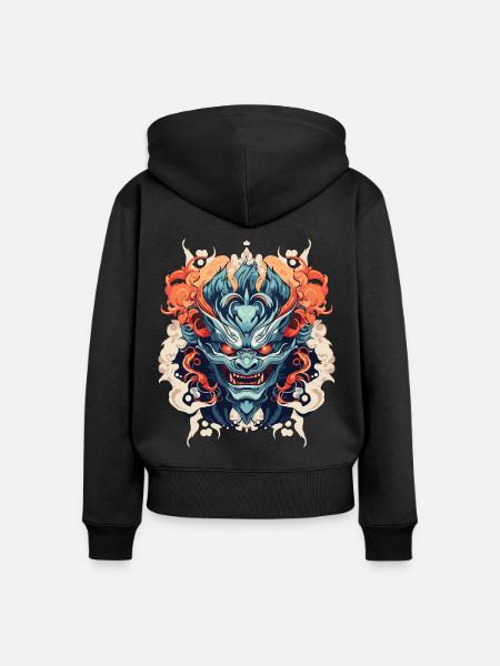 Oni Demon - Frauen Premium Bio Zip Hoodie - Schwarz