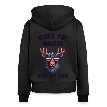 la vie en orignal Cool Moose - Sweat à capuche zippé Premium bio Femme - noir - Dos - Julia (174cm)
