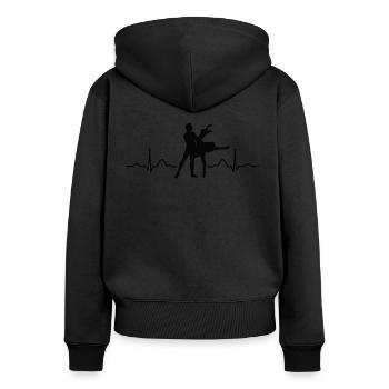 Ballet, Danseur, Battement de cœur, Ecg, Ballerine - Sweat à capuche zippé Premium bio Femme - noir - Dos - Julia (174cm)