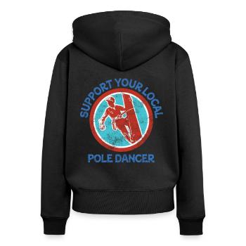 American Lineman Powerline Worker Design - Frauen Premium Bio Zip Hoodie - Schwarz - Hinten - Julia (174cm)